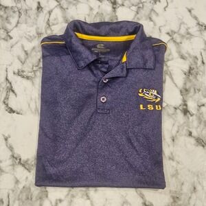 Colosseum LSU Tigers Performance Stretch Polo Shirt Mens Large Purple Gold Golf